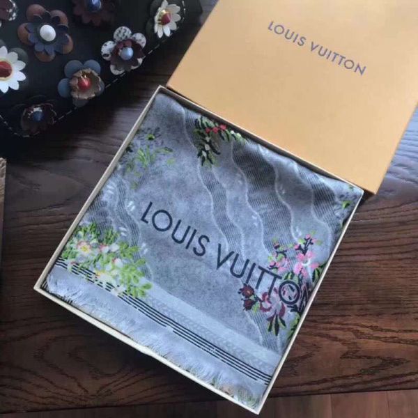 Replica LV Macro Indian Flower Cashmere Square Women Scarves