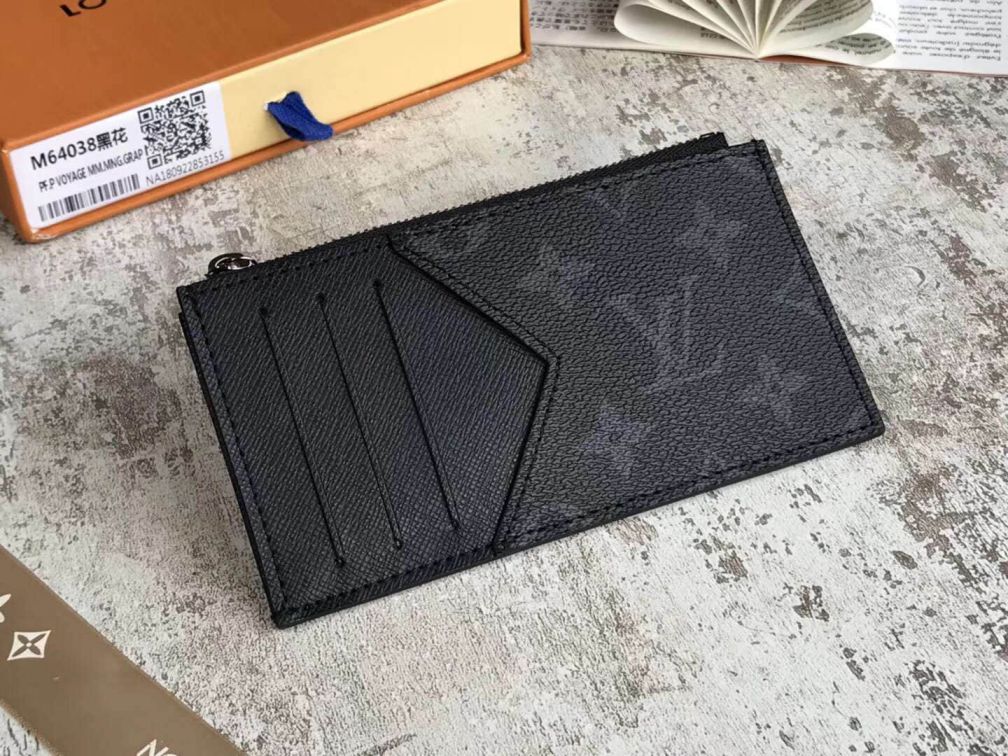 Replica LV Black Coin Card Holder