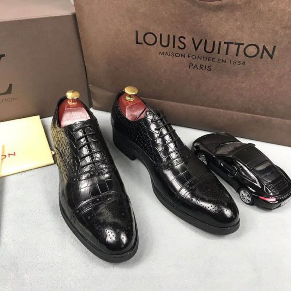 Replica LV Leather Crocodile Men Leather Shoes