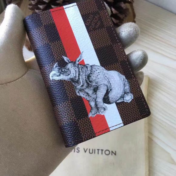 Replica LV N63349 Bi Fold Damier Ebene Canvas Rhinoceros Wallets
