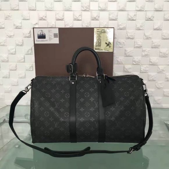 Replica LV M40569 Keepall 45 Black Grey Monogram Eclipse Canvas Travel Bags