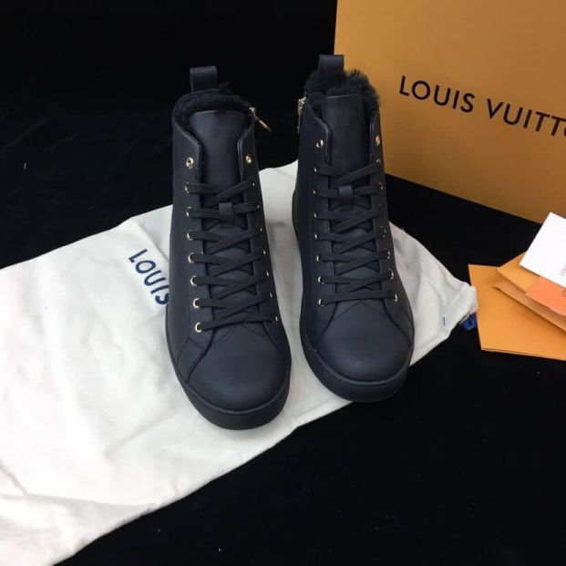 Replica LV Leather Wool Men Sneakers