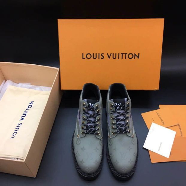 Replica LV Monogram Titanium Canvas OBERKAMPF Ankle Boots Men Sandals
