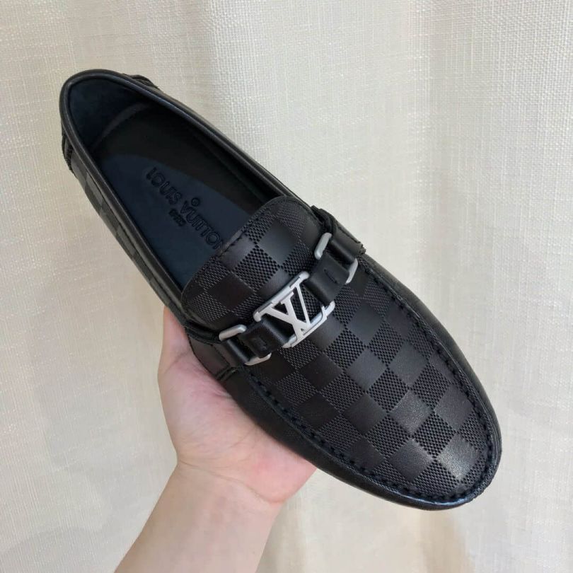 Replica LV Damier Leather HOCKENHEIM Men Driver Shoes