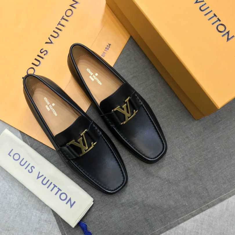 Replica LV Black Leather MONTE CARLO Men Driver Shoes