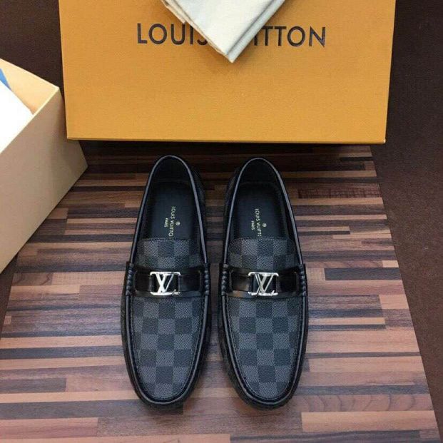 Replica LV Damier Graphite Canvas Men Driver Shoes