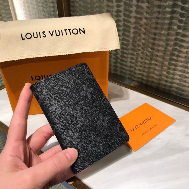 Replica LV Black Bi Fold M61696 Card Holder
