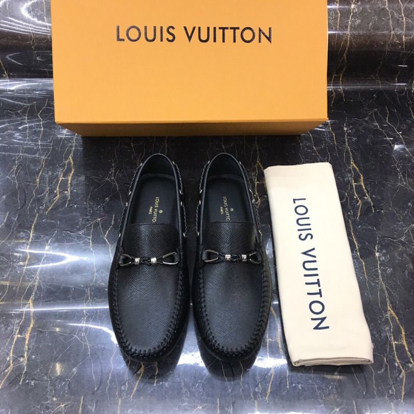 Replica LV Silver Leather Men Driver Shoes