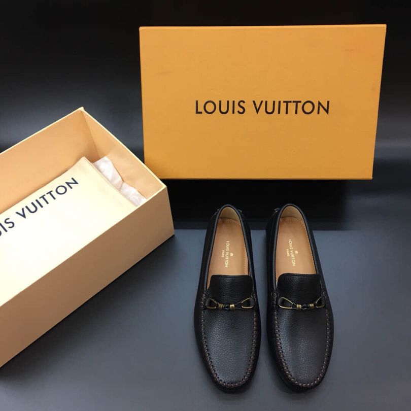 Replica LV Leather logo Causal Shoes Men Driver Shoes