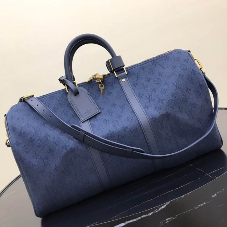 Replica LV Keepall 50 Navy Blue Denim M44645 Travel Bags