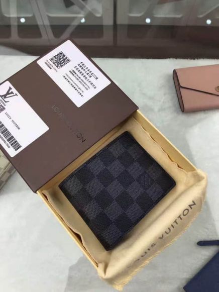 Replica LV N63261 Slender Bi Fold Damier Graphite Men Short Wallets
