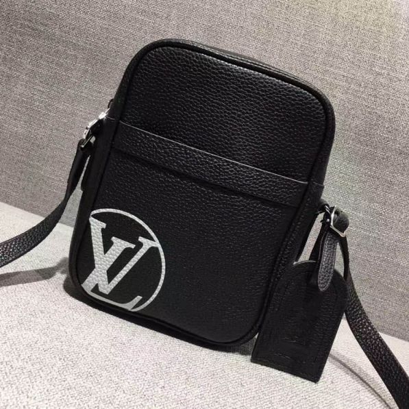 Replica LV Black Leather Supreme Medium Crossbody Shoulder Bags