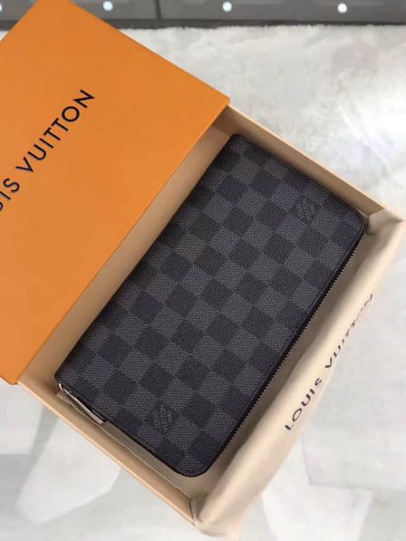 Replica LV Damier Graphite Black Canvas ZIPPY ORGANIZER Zip Bi Fold N63077 Wallets