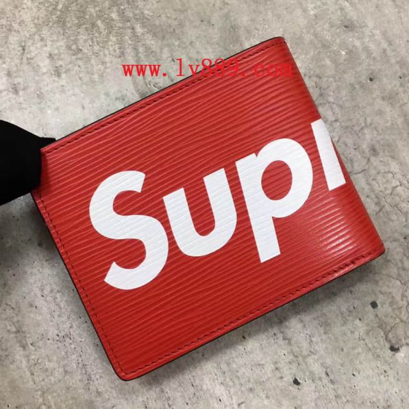 Replica LV Supreme Limited Edition Red Epi Bi Fold Short Bi Fold M67542 Wallets
