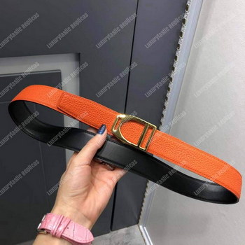 Replica Hermes Etrier BuckleReversible Leather Strap 32 mm NoirOrange