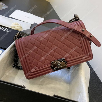 Replica Chanel Boy Medium Caviar Leather Burgundy