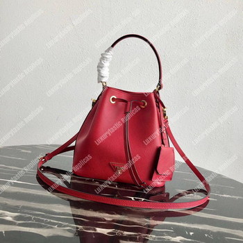 Replica Prada Saffiano Leather Bucket Bag Red
