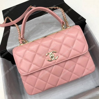 Replica Chanel Small Flap Bag With Top Handle Pink Gold