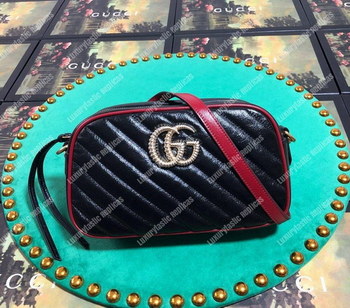 Replica Gucci GG Marmont Matelassé Small Shoulder Bag Black Cerise