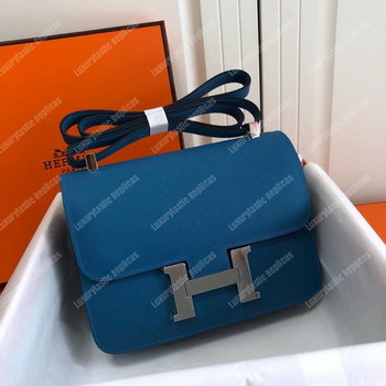 Replica Hermes Constance 18 Bag Epsom Blue Azur Palladium Hardware