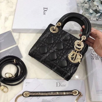 Replica Mini Lady Dior Lambskin Bag With Gold Toned Metal