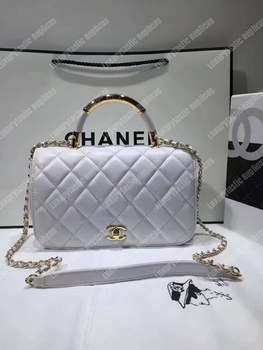 Replica Chanel Medium Flap Bag With Top Handle White