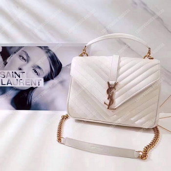 Replica Saint Laurent Classic Medium College Monogram White Gold Toned