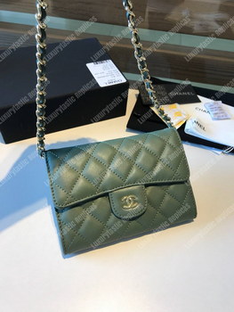 Replica Chanel Classic Clutch With Chain – CWC Lambskin Pistachio Silver Toned