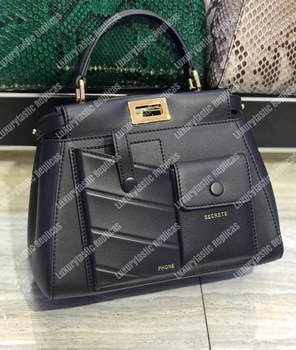 Replica Fendi Peekaboo Iconic Mini Black Leather Bag