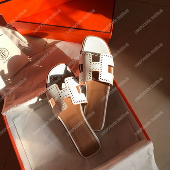 Replica Hermes Oran Sandal Framed Studs White
