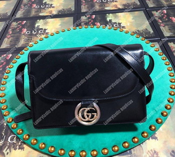 Replica Gucci Small Leather Shoulder Bag Black