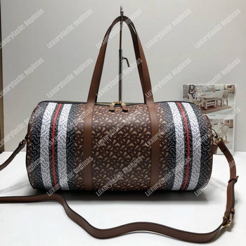 Replica Burberry Medium Monogram Stripe E canvas Barrel Bag Bridle Brown