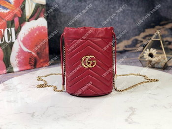 Replica Gucci GG Marmont Mini Bucket Bag Hibiscus Red