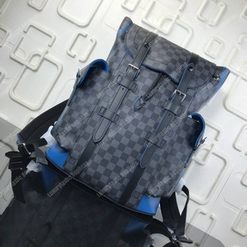 Replica LV Christopher PM Damier Graphite Canvas Bleu