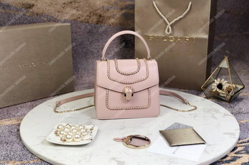 Replica BVL Serpenti Forever Crossbody Small Tophandle Bag Crystal Rose With Woven Chain