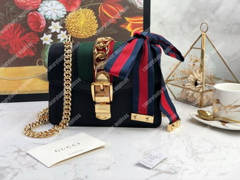 Replica Gucci Sylvie Leather Mini Chain Bag Black
