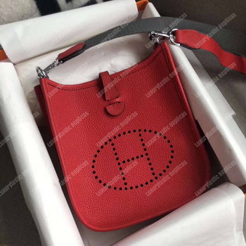 Replica Hermes Mini Evelyne III 17 Clemence Bag Rouge Casaque