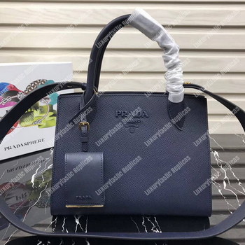 Replica Prada Monochrome Saffiano Leather Bag Dark Blue