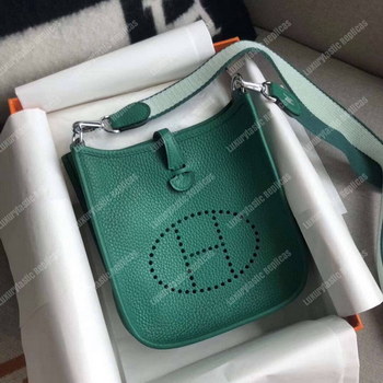 Replica Hermes Mini Evelyne III 17 Clemence Bag Vert Vertigo