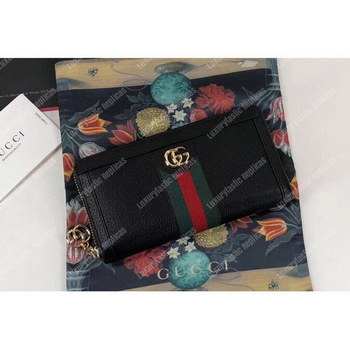 Replica Gucci Ophidia Zip Around Wallet Black Leather