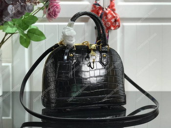 Replica LV Alma BB Crocodilien Brillant Noir