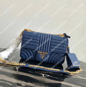 Replica Prada Diagramme Medium Leather Bag Dark Blue