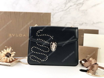 Replica BVL Serpenti Forever Flap Cover Crossbody Bag Black With Studded Neon Motif