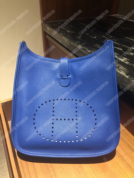 Replica Hermes Evelyne III 29 Clemence Bag Blue Encre
