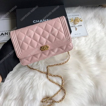 Replica Chanel Le Boy Wallet On Chain – WOC Light Pink Caviar Gold Toned