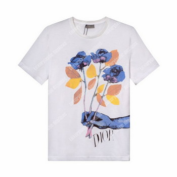 Replica Dior Alex Foxton Rose Logo White Cotton T Shirt