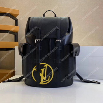 Replica LV Christopher Backpack PM Epi Leather Acid Green Initials