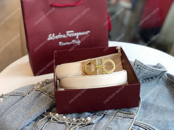 Replica Salvatore Ferragamo Adjustable Gancini Belt White