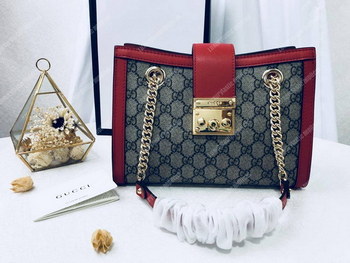 Replica Gucci Padlock Medium GG Shoulder BeigeEbony Red
