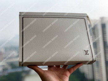 Replica LV Pochette Voyage MM Taiga Leather White